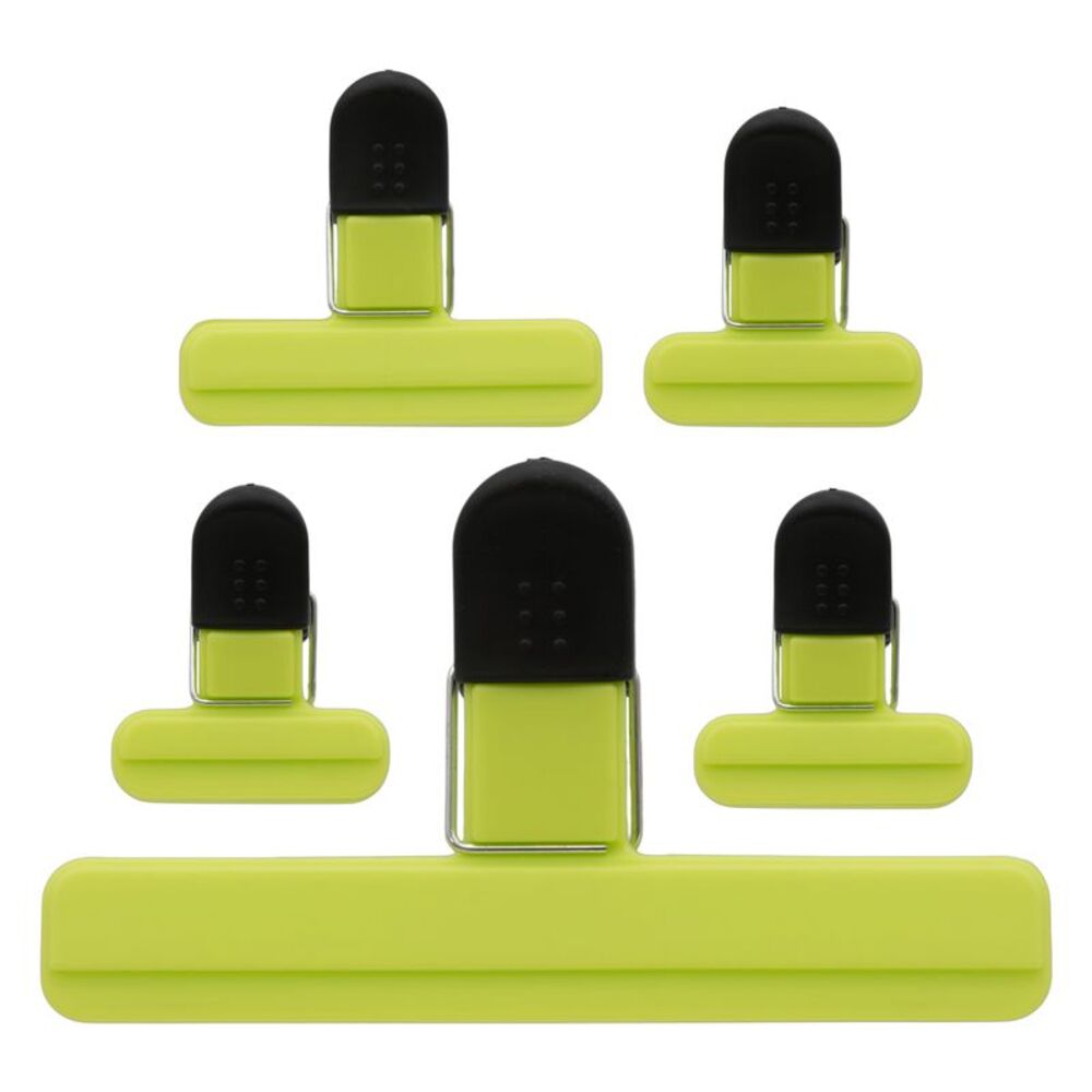 Smart Home 5pc Easy Grip Plastic Bag Clip Set in Yellow and Black